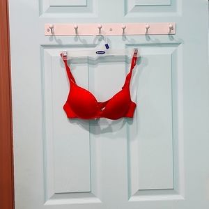 32B small push-up smooth bright red bra